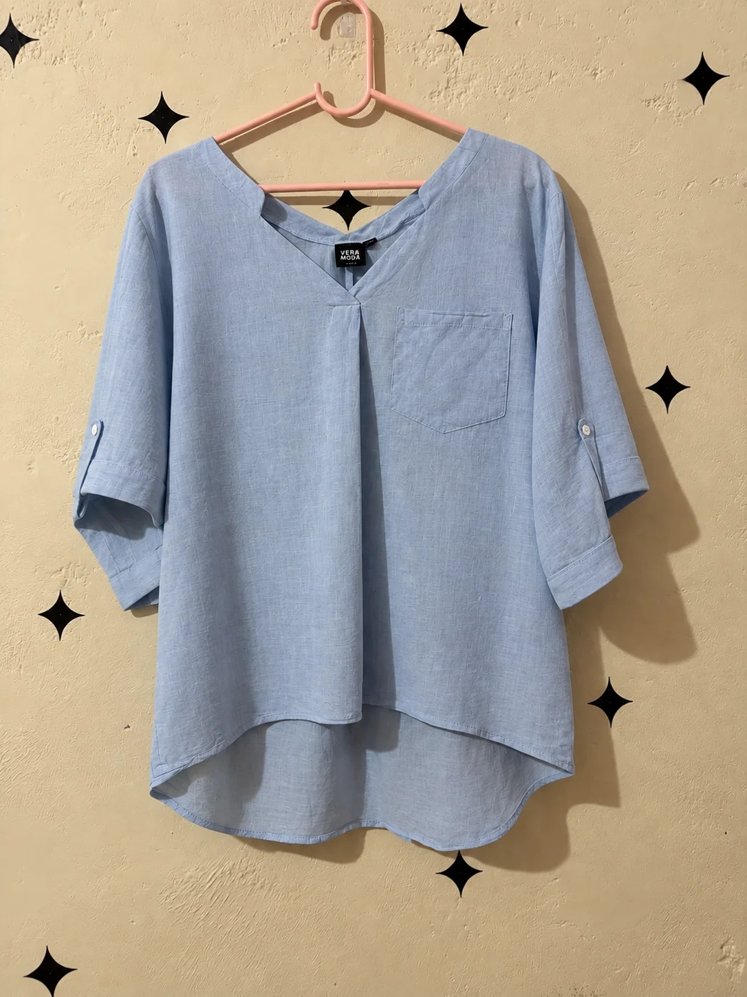 Blue simple korean top