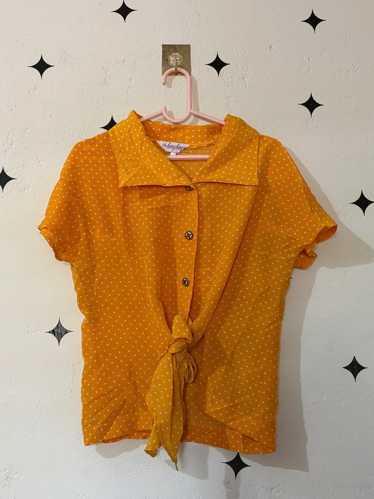 Polka Dot Tie-Front Top