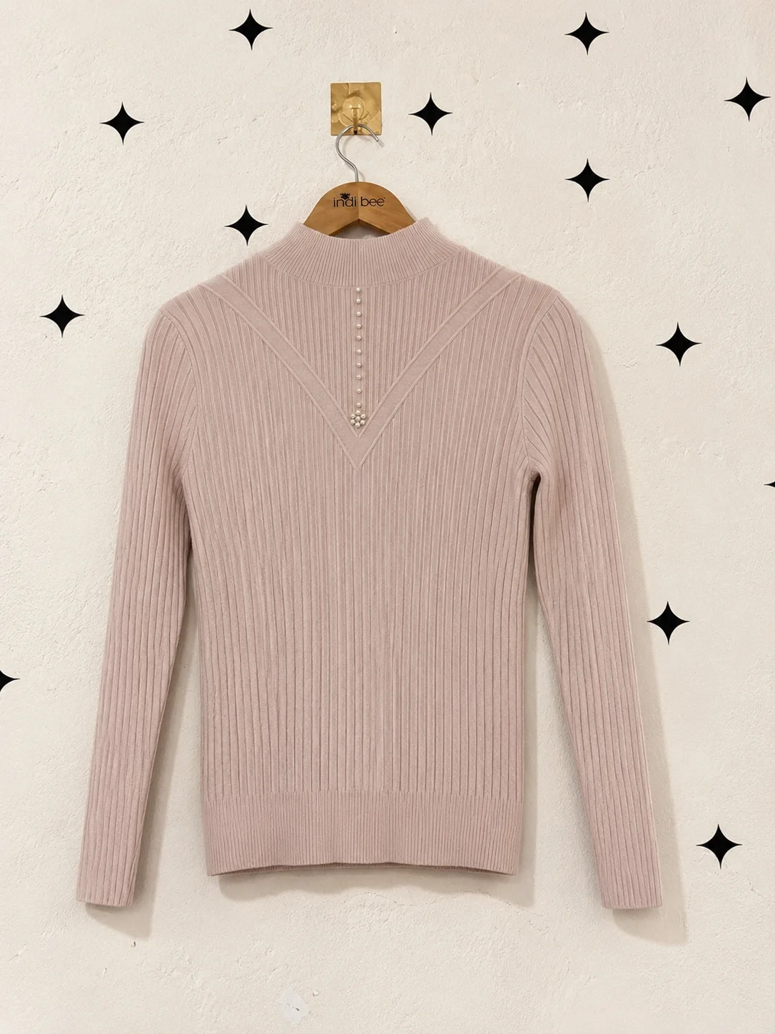Beige Ribbed Sweater