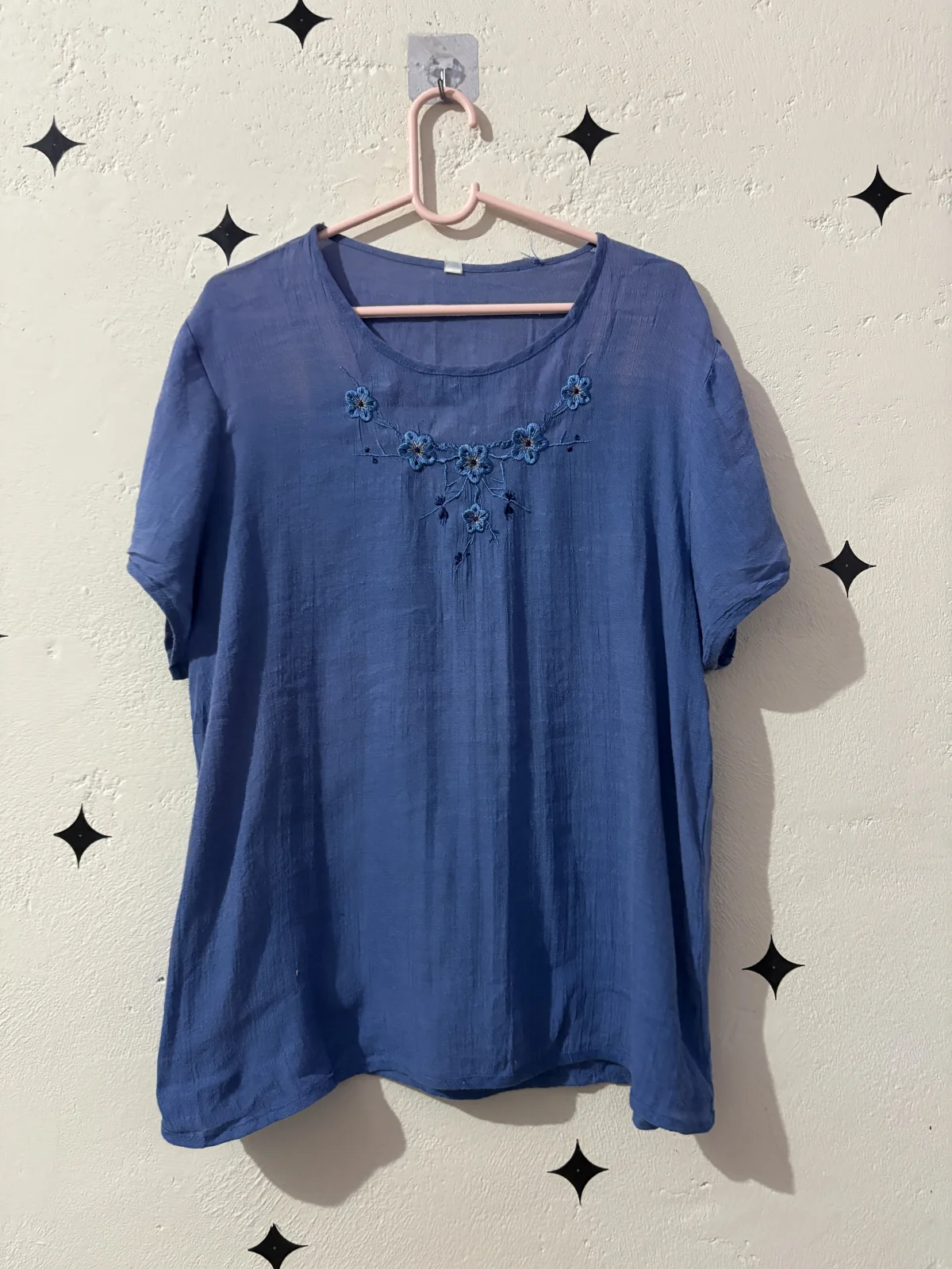 Blue Embroidered Top