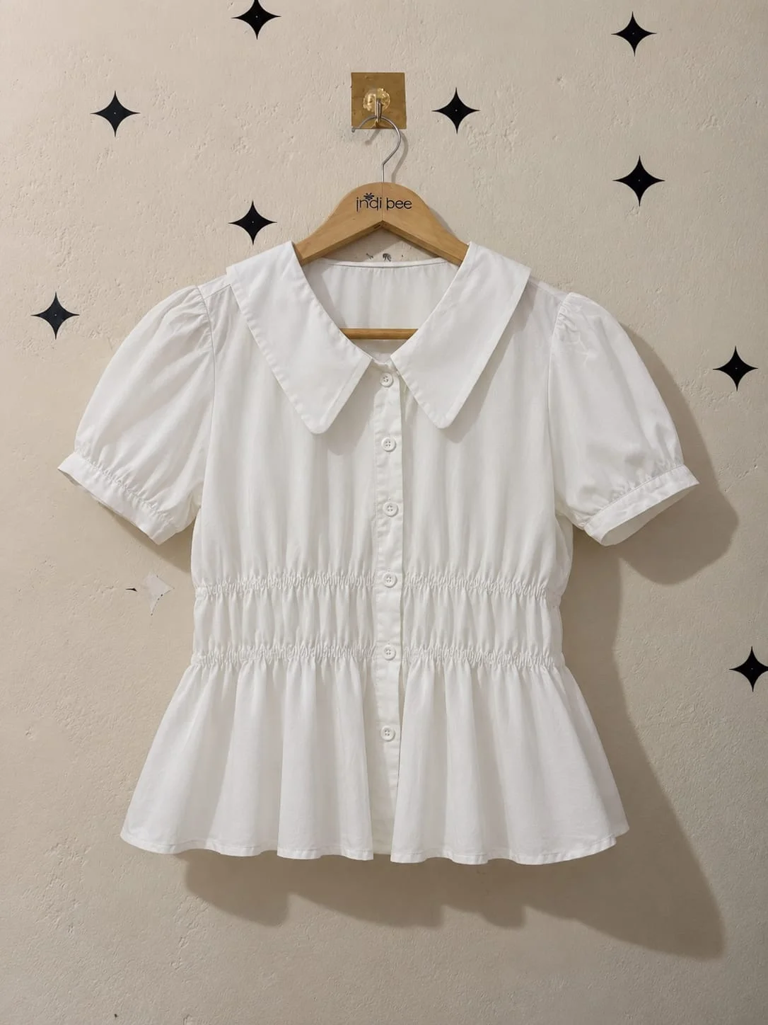 White Collared Peplum Top