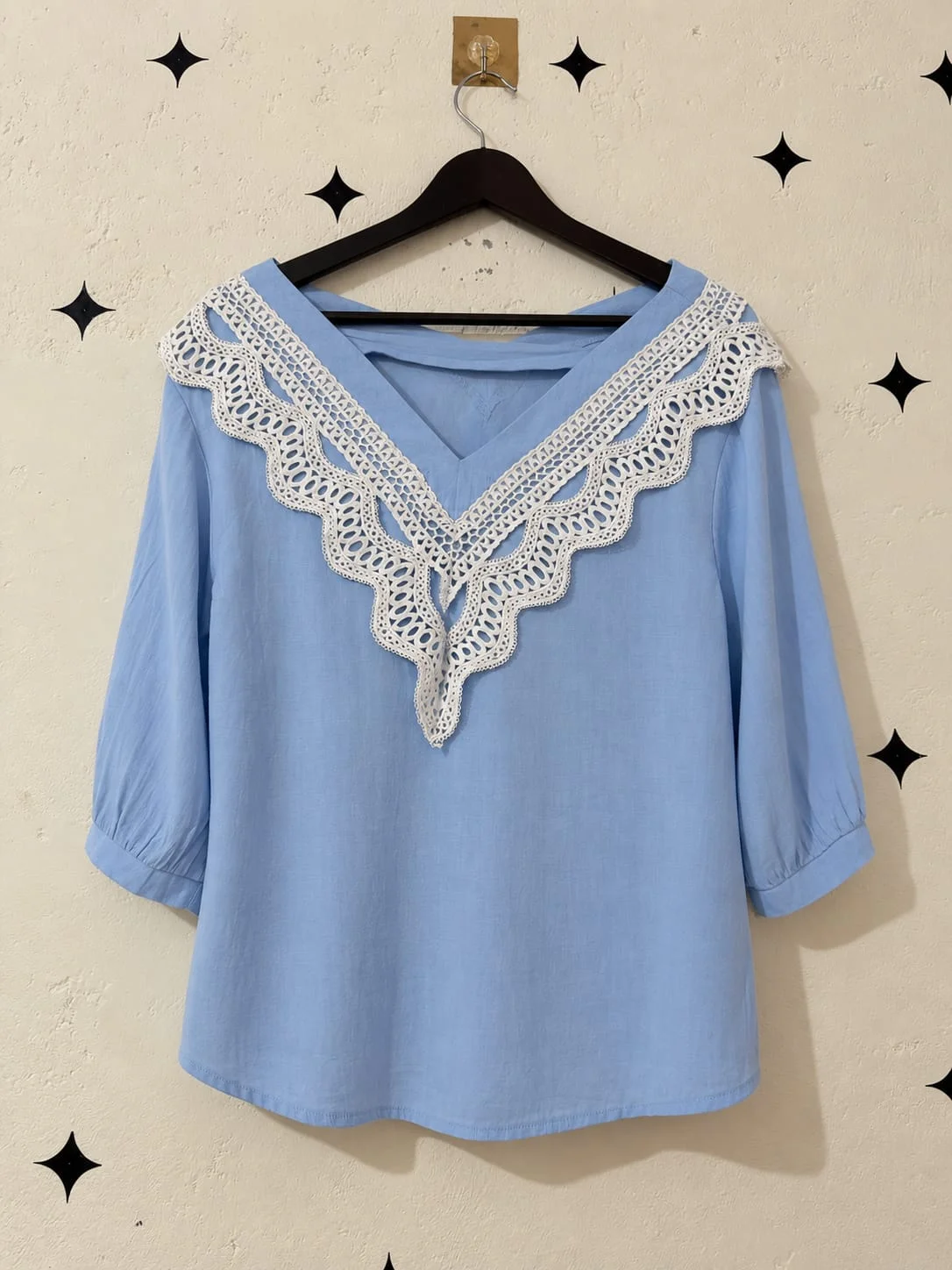 Blue Lace Trim Top