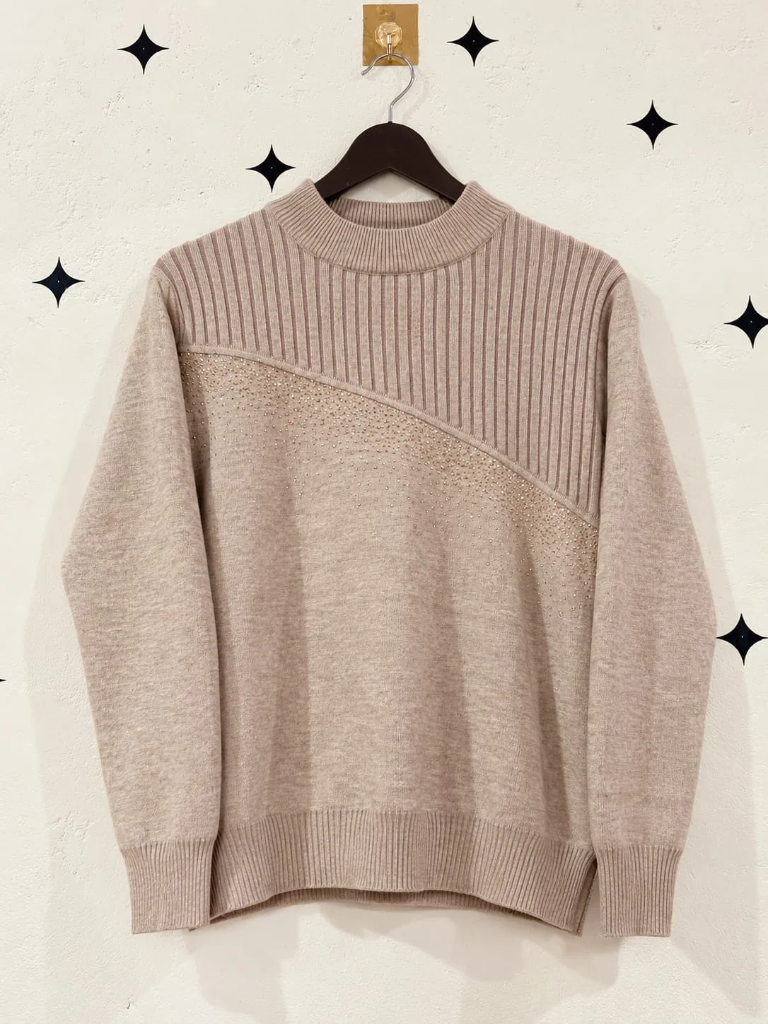 Beige Ribbed Sweater