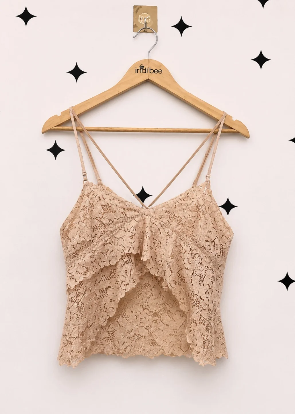 Beige Lace Crop Top
