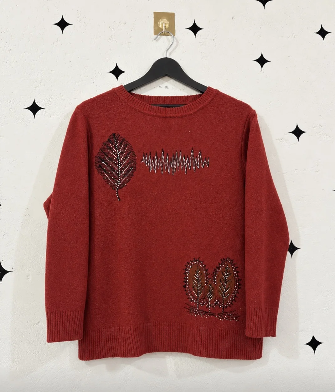 Red Embroidered Sweater