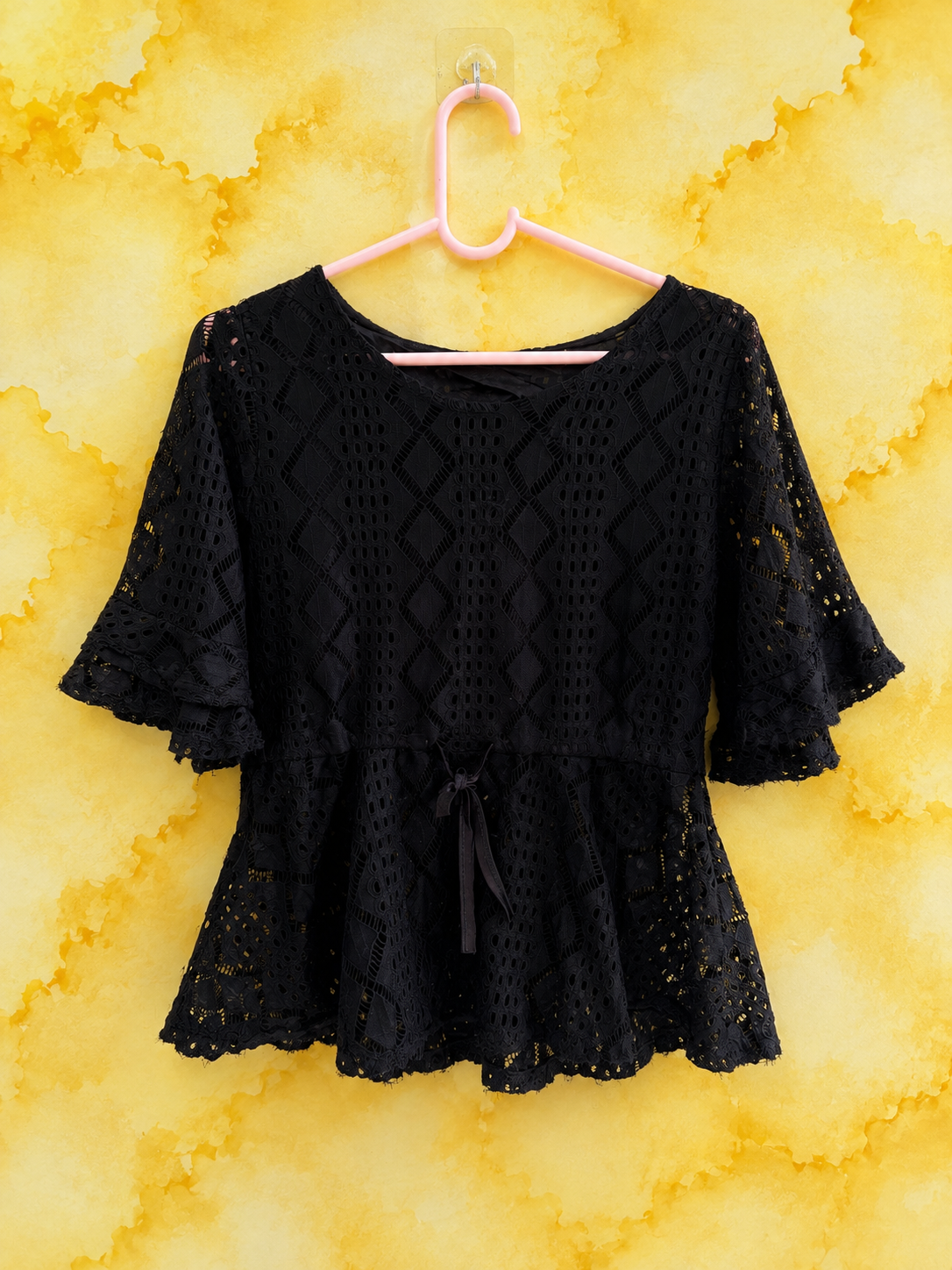 Black Lace Flare Top
